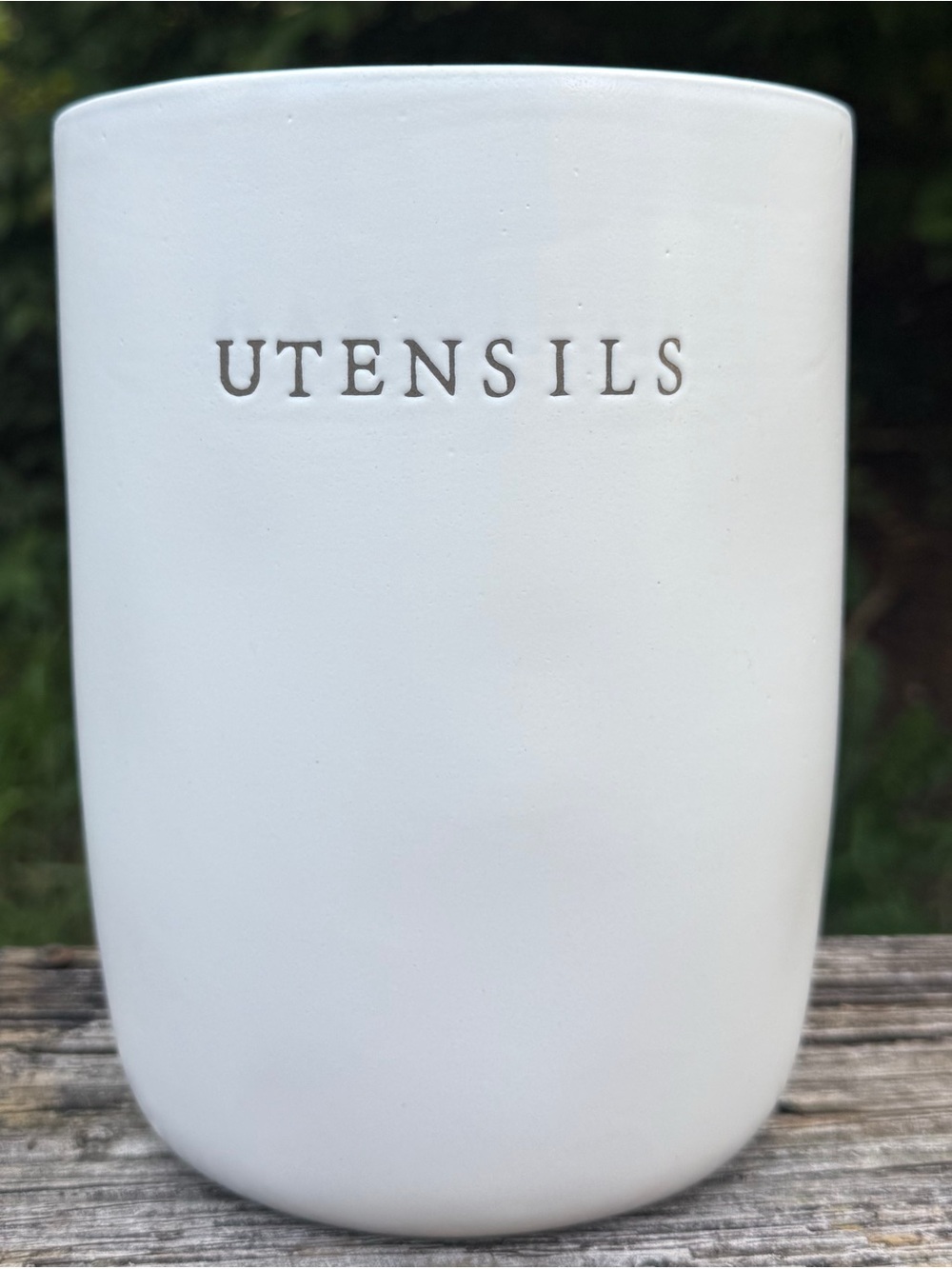 . Hearth & Hand by Magnolia Farmhouse Cream Stoneware Utensils Holder Canister - Picture 2 of 15